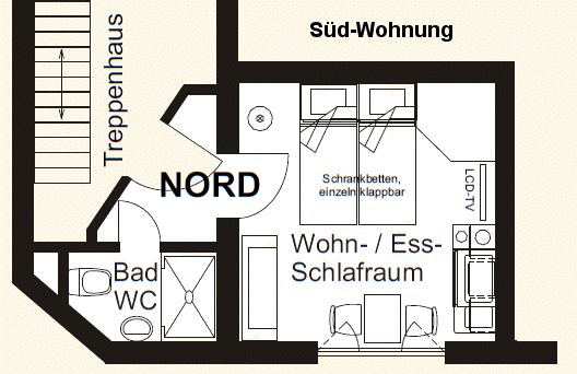 Grundriss der Ferienwohnung NORD Grundriss der Ferienwohnung NORD