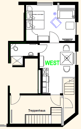 Grundriss der Ferienwohnung WEST Grundriss der Ferienwohnung WEST